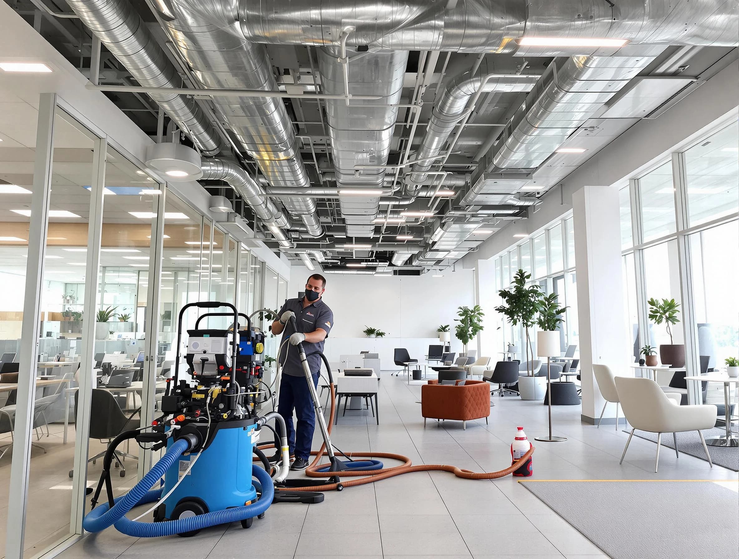 Bessemer Air Duct Cleaning team conducting comprehensive commercial duct cleaning at a business location in Bessemer