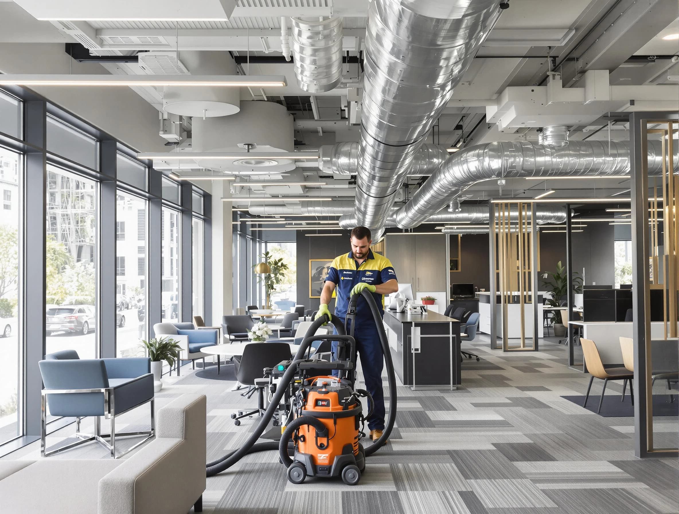 Bessemer Air Duct Cleaning team performing thorough commercial duct cleaning at a Bessemer business center