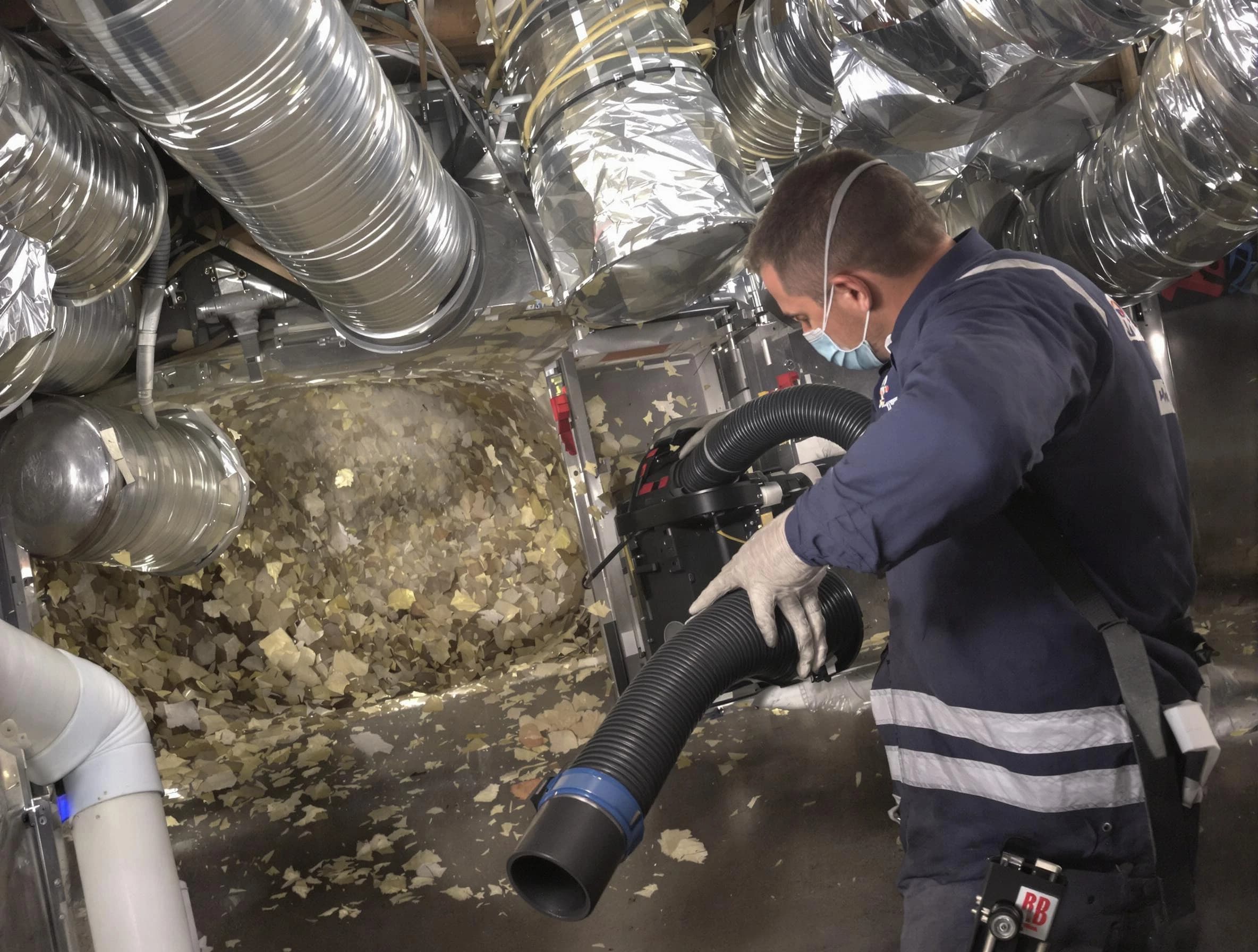 Bessemer Air Duct Cleaning specialist operating negative pressure cleaning equipment for thorough duct maintenance in Bessemer